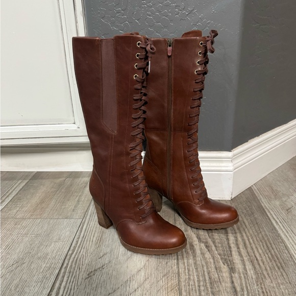 Timberland Earthkeepers Stratham Heights Tall Lace up Waterproof Boots knee 8 - Picture 3 of 12